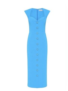 New REBECCA VALLANCE Skyla Sleeveless Bodycon Midi Dress, Size 6 , Bright Blue